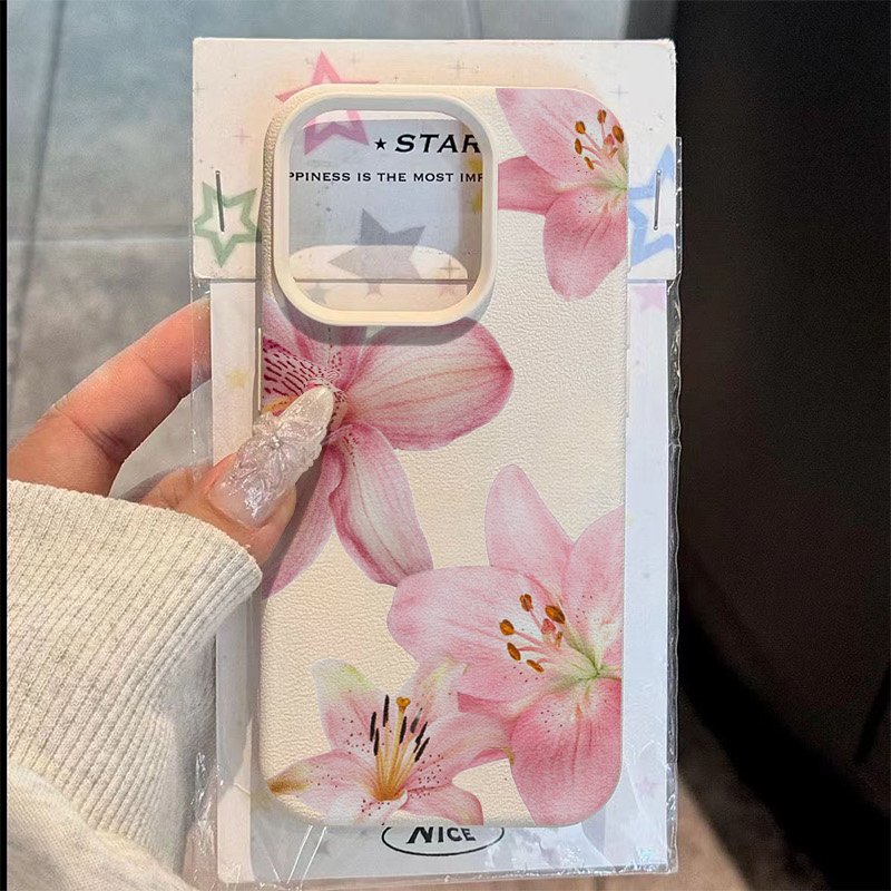 Samsung Galaxy A55 - Casing Ponsel Tekstur Pink Lily Lychee